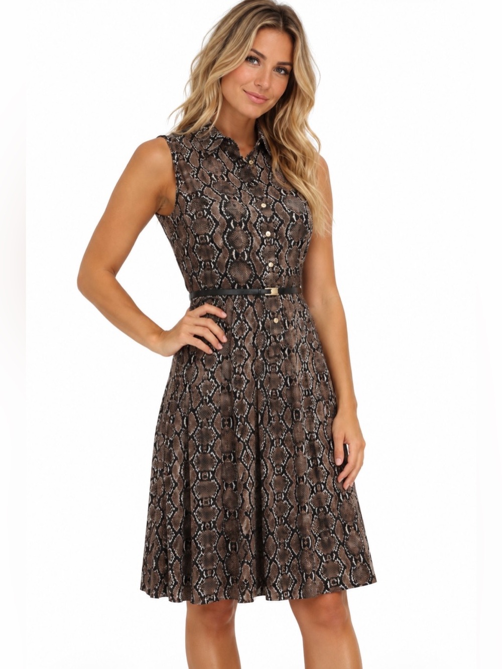 Calvin Klein Women’s Sleeveless Snakeskin Print Dress